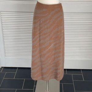 Everlane Tan and Gray Midi Alpaca Tiger Pencil Skirt